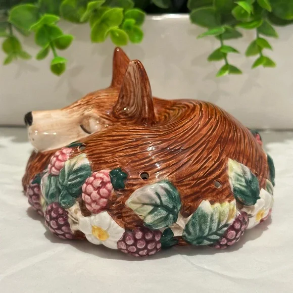 Vintage 1990 Fitz and Floyd Reynard Inspired Sleeping Red Fox Potpourri Holder - Picture 3 of 7